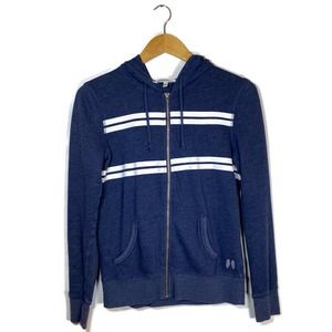 Victoria's Secret XS Angel Hoodie Blue White Striped Full Zip Sweatshirt